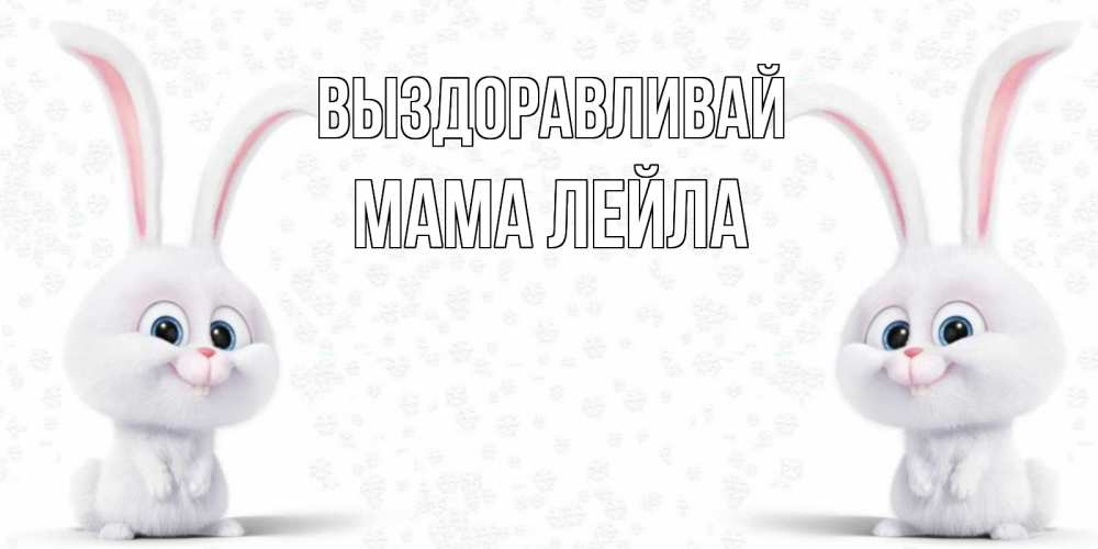 Открытка на каждый день с именем, Мама-Лейла Выздоравливай не болей с зайцем Прикольная открытка с пожеланием онлайн скачать бесплатно 