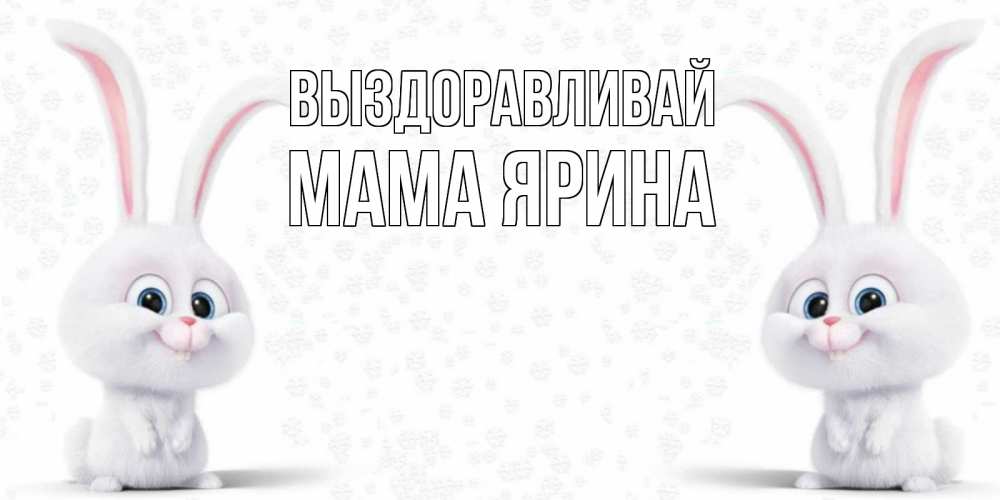 Открытка на каждый день с именем, Мама-Ярина Выздоравливай не болей с зайцем Прикольная открытка с пожеланием онлайн скачать бесплатно 