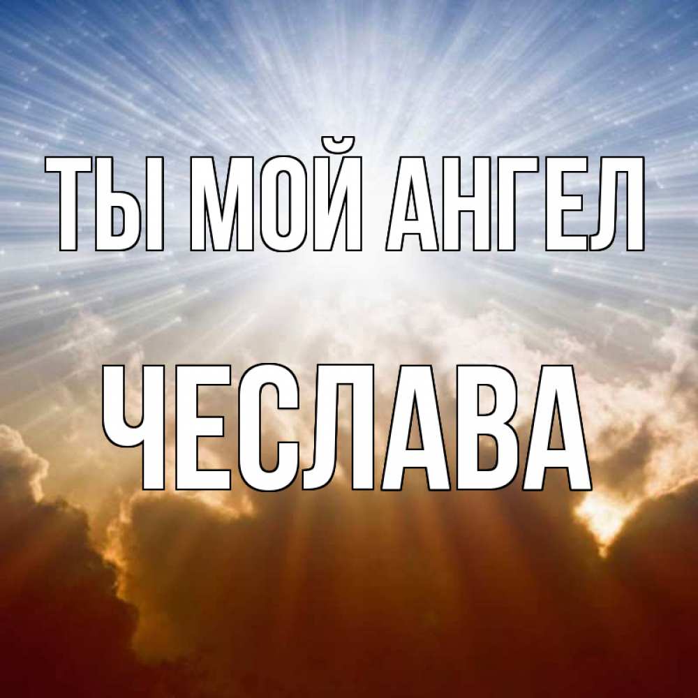 Открытка на каждый день с именем, Чеслава Ты мой ангел ангельский свет на небе Прикольная открытка с пожеланием онлайн скачать бесплатно 