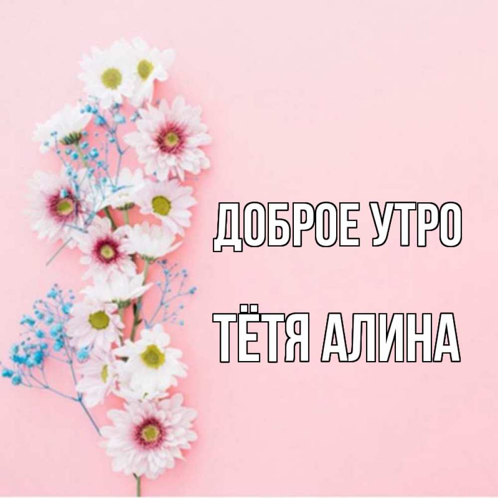 Открытка на каждый день с именем, Тётя-Алина Доброе утро цветы с подписью Прикольная открытка с пожеланием онлайн скачать бесплатно 