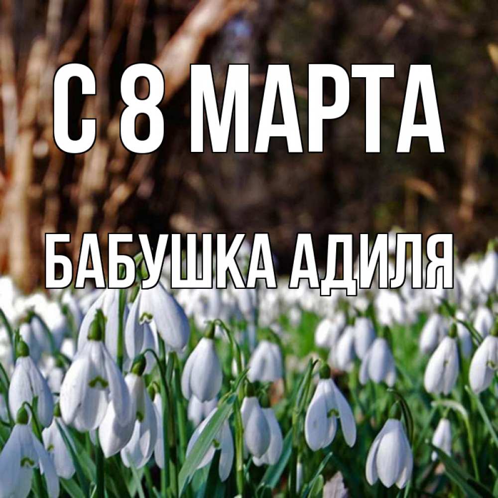 Открытка на каждый день с именем, Бабушка-Адиля С 8 МАРТА с подснежниками 1 Прикольная открытка с пожеланием онлайн скачать бесплатно 