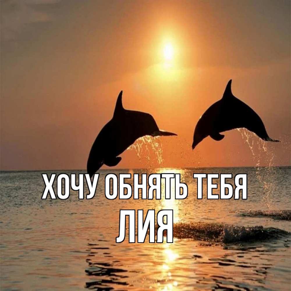 Открытка на каждый день с именем, Лия Хочу обнять тебя рыбы на закате Прикольная открытка с пожеланием онлайн скачать бесплатно 