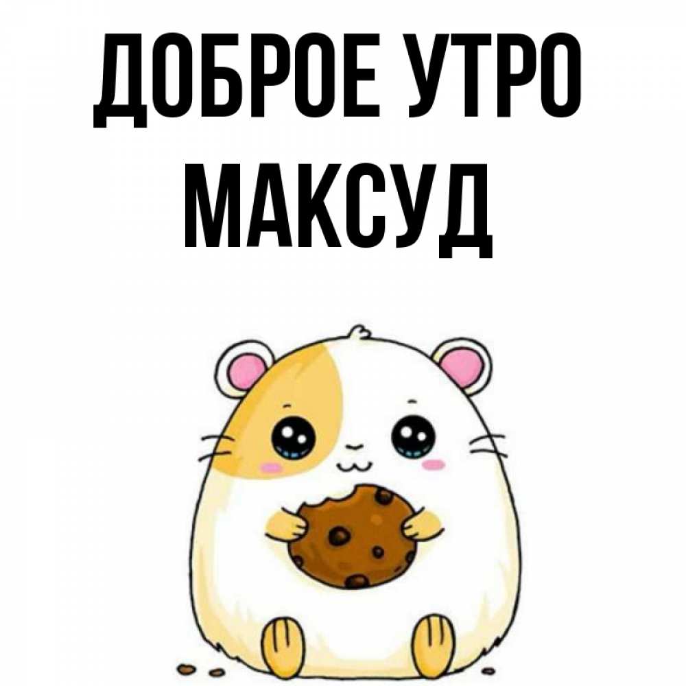 Открытка на каждый день с именем, Максуд Доброе утро есть печеньку. Утречко Прикольная открытка с пожеланием онлайн скачать бесплатно 