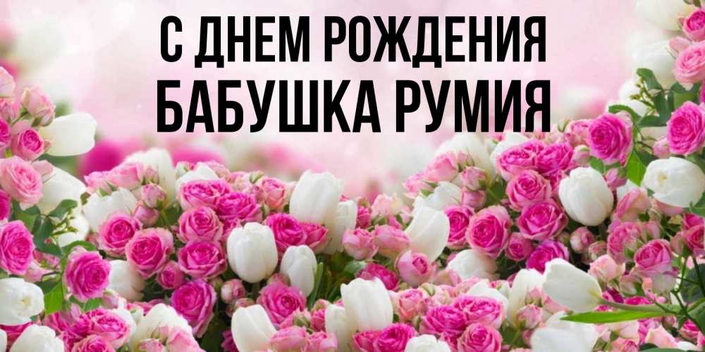 Открытка на каждый день с именем, Бабушка-Румия С днем рождения открытка с разными розами Прикольная открытка с пожеланием онлайн скачать бесплатно 