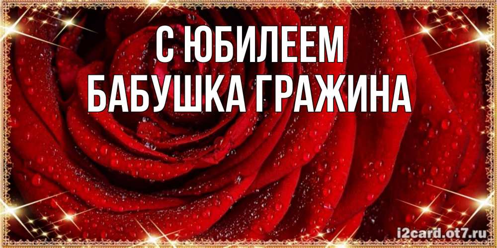 Открытка на каждый день с именем, Бабушка-Гражина С юбилеем роса на розе блестящая в лучах солнца Прикольная открытка с пожеланием онлайн скачать бесплатно 
