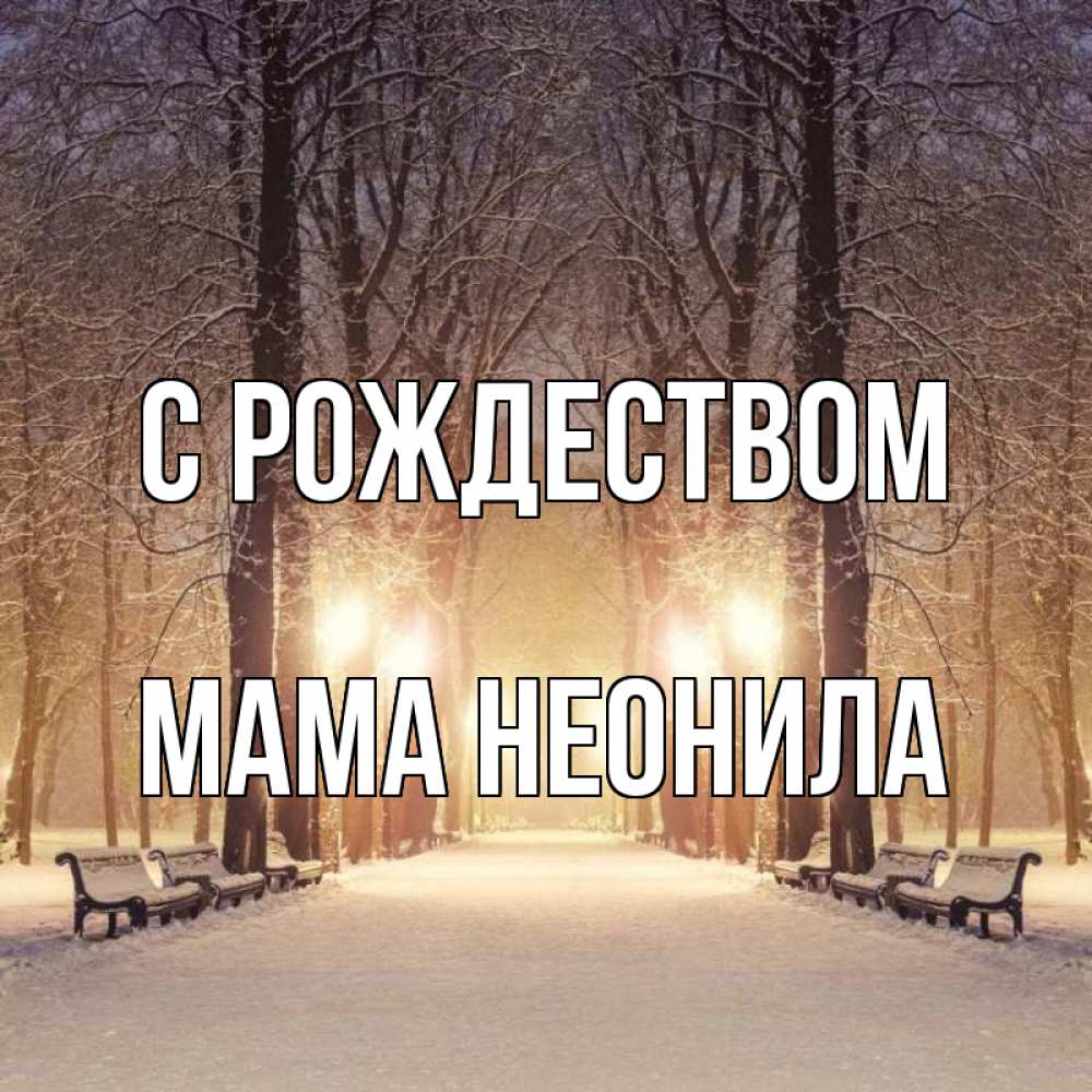 Открытка на каждый день с именем, Мама-Неонила С рождеством зима, парк, фонарь, лес Прикольная открытка с пожеланием онлайн скачать бесплатно 