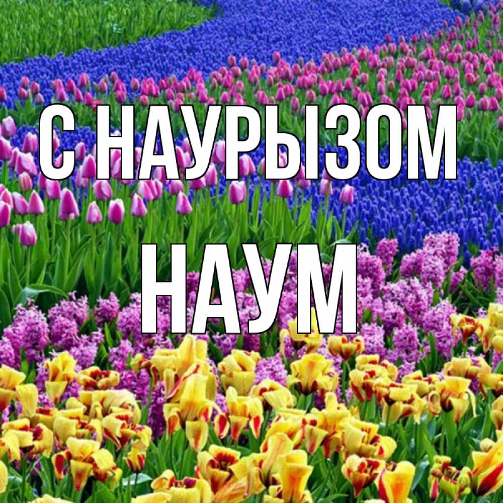 Открытка на каждый день с именем, Наум С наурызом цветы Прикольная открытка с пожеланием онлайн скачать бесплатно 