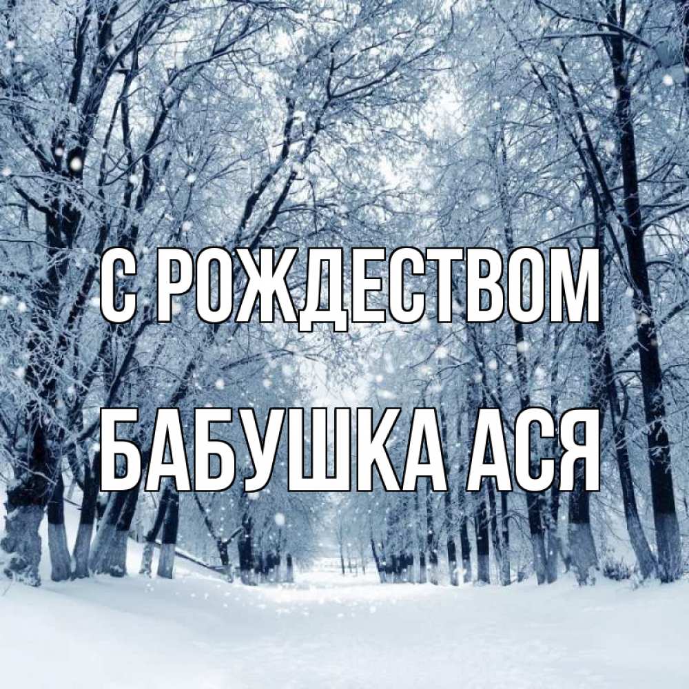 Открытка на каждый день с именем, Бабушка-Ася С рождеством снег, лес, парк Прикольная открытка с пожеланием онлайн скачать бесплатно 