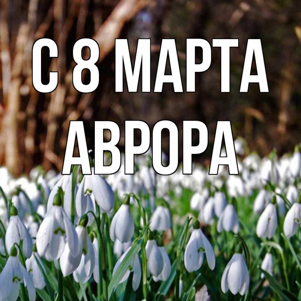 Открытка на каждый день с именем, Аврора С 8 МАРТА с подснежниками 1 Прикольная открытка с пожеланием онлайн скачать бесплатно 