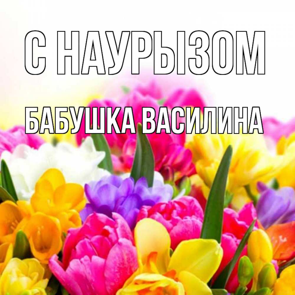 Открытка на каждый день с именем, Бабушка-Василина С наурызом тюльпаны Прикольная открытка с пожеланием онлайн скачать бесплатно 
