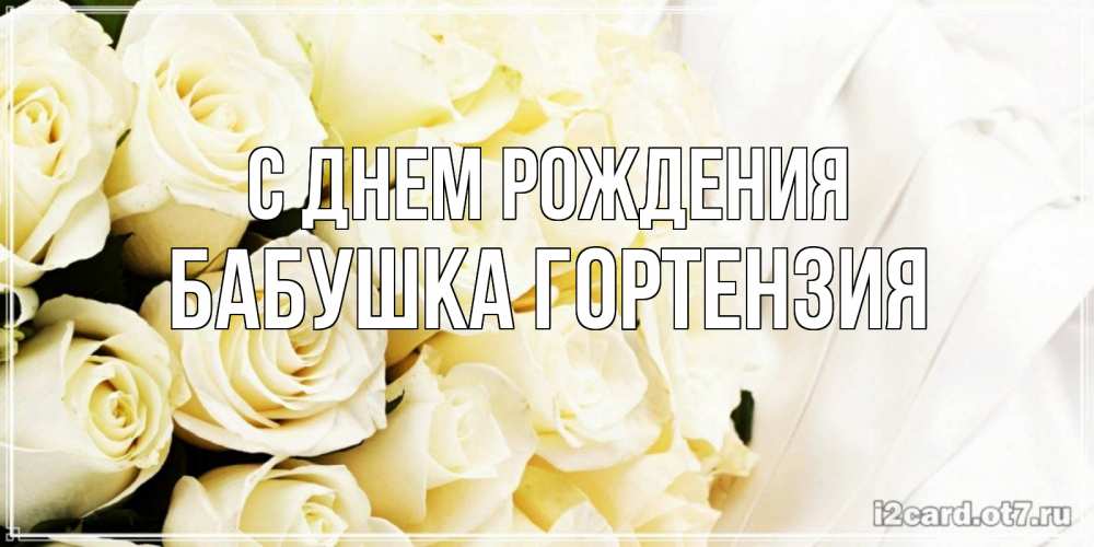 Открытка на каждый день с именем, Бабушка-Гортензия С днем рождения белые розы в букете Прикольная открытка с пожеланием онлайн скачать бесплатно 