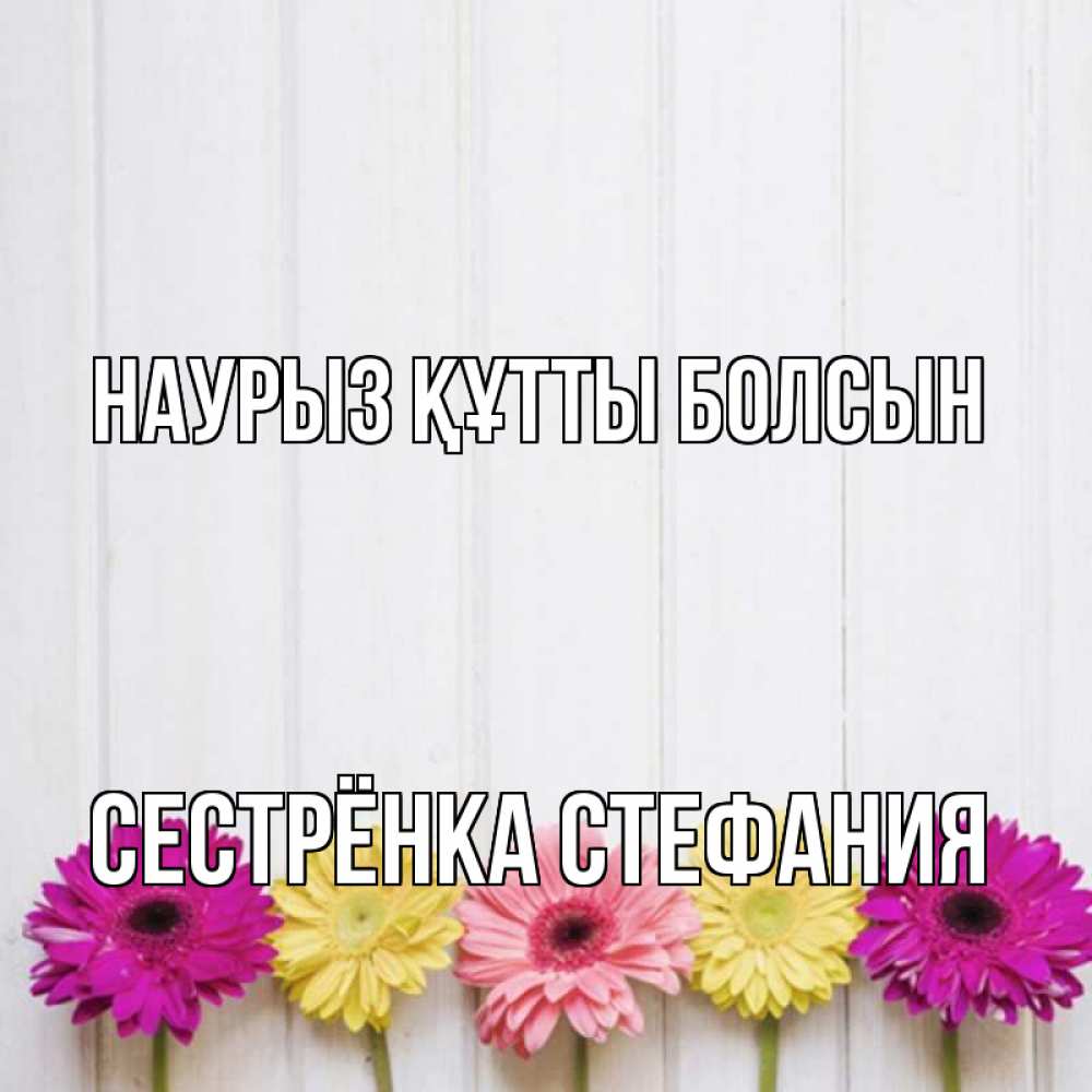 Открытка на каждый день с именем, Сестрёнка-Стефания Наурыз құтты болсын женщинам 1 Прикольная открытка с пожеланием онлайн скачать бесплатно 