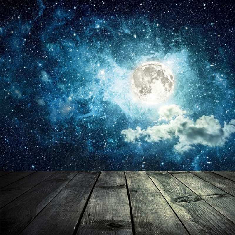 Открытка деревья  луна  Спокойной ночи 