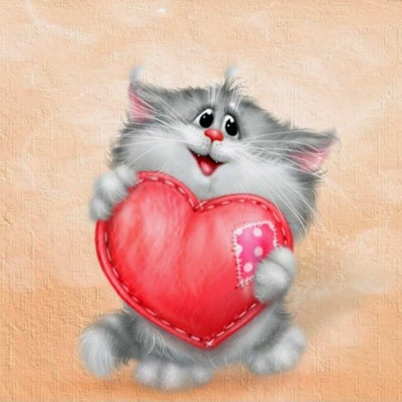 Открытка для тебя пушистое чудо  сердце с заплаткой  Я тебя люблю 