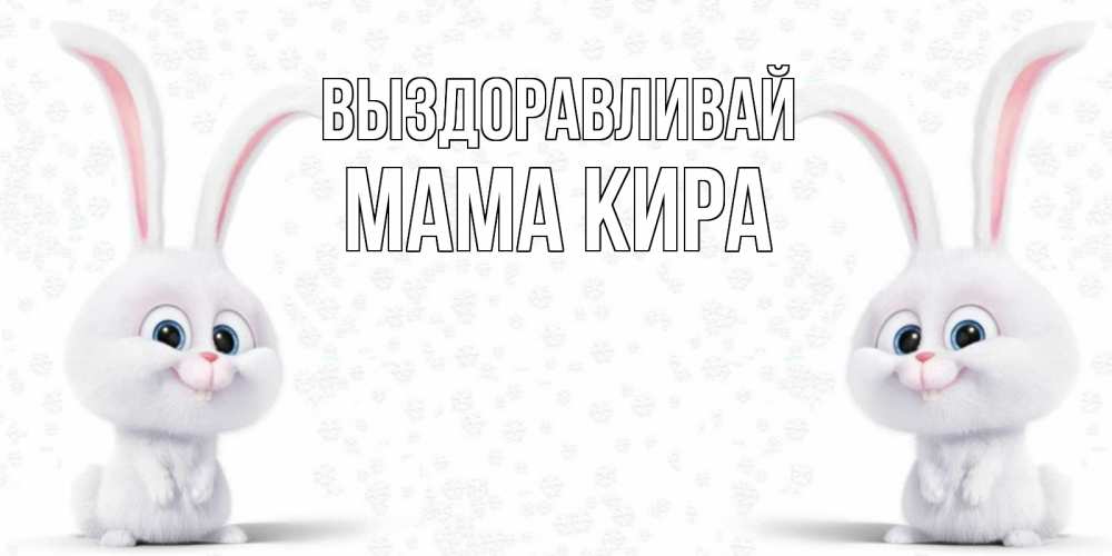 Открытка на каждый день с именем, Мама-Кира Выздоравливай не болей с зайцем Прикольная открытка с пожеланием онлайн скачать бесплатно 