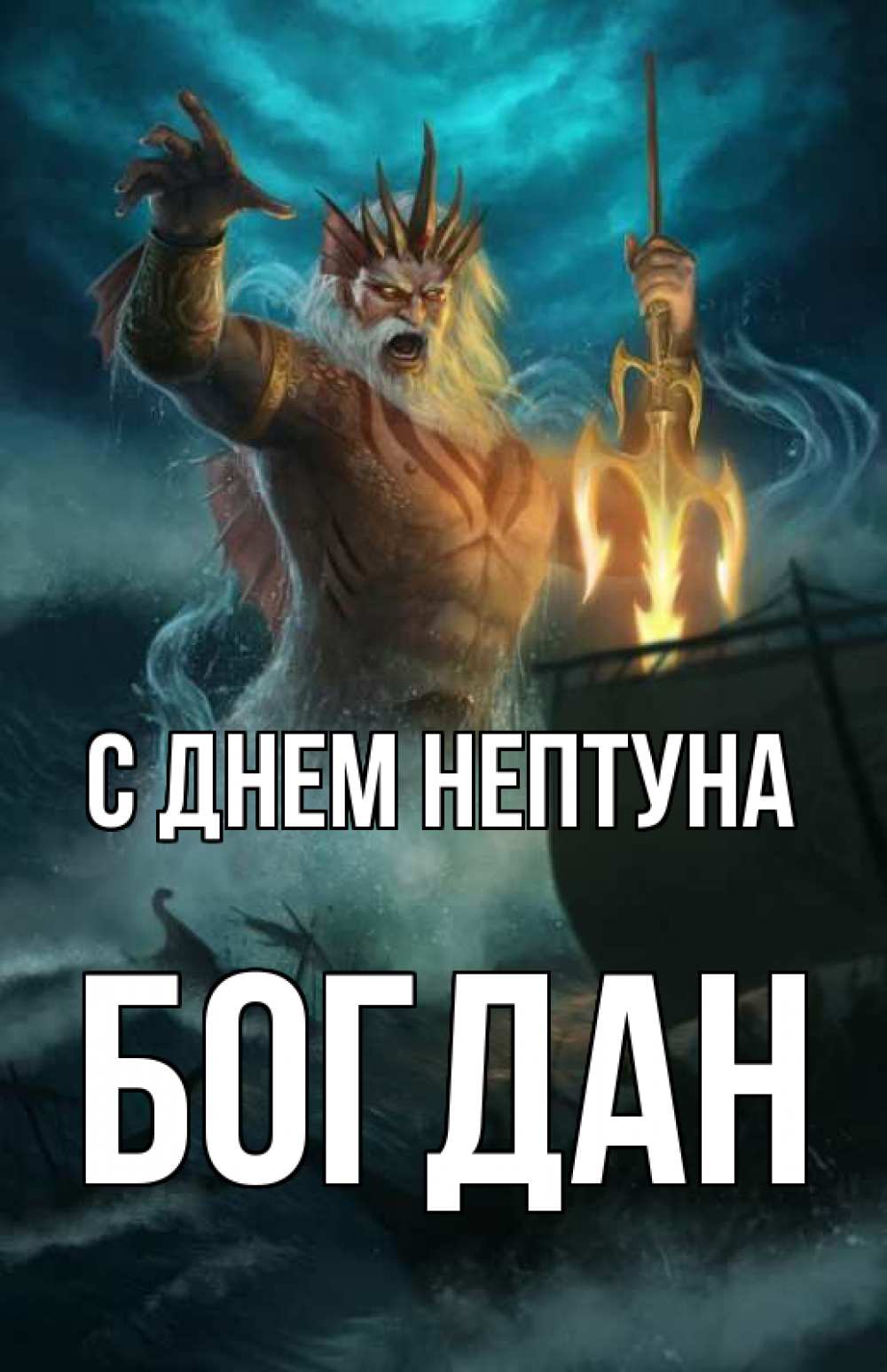 Открытка на каждый день с именем, Богдан С днем нептуна с днем Нептуна Прикольная открытка с пожеланием онлайн скачать бесплатно 