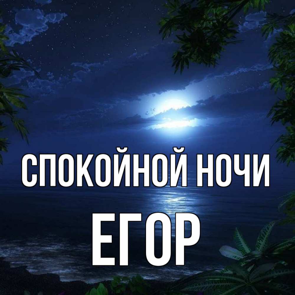 Открытка на каждый день с именем, Егор Спокойной ночи тропический остров Прикольная открытка с пожеланием онлайн скачать бесплатно 