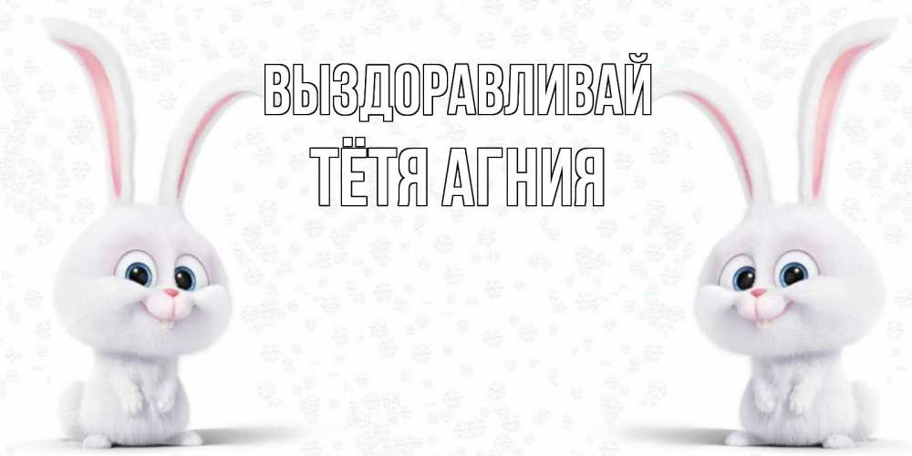 Открытка на каждый день с именем, Тётя-Агния Выздоравливай не болей с зайцем Прикольная открытка с пожеланием онлайн скачать бесплатно 