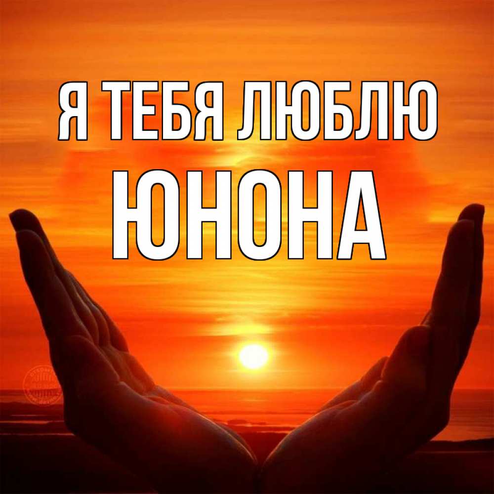 Открытка на каждый день с именем, Юнона Я тебя люблю в руках Прикольная открытка с пожеланием онлайн скачать бесплатно 