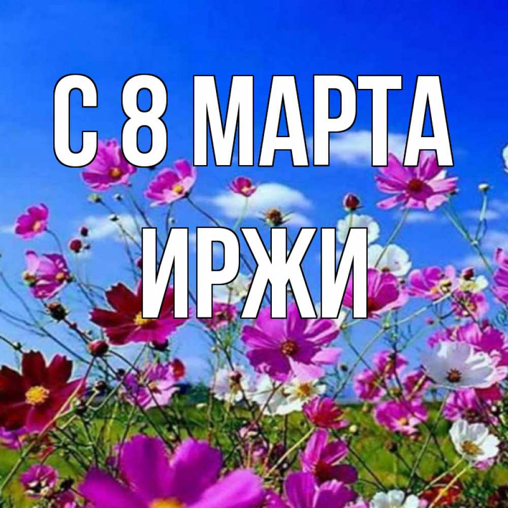 Открытка на каждый день с именем, Иржи С 8 МАРТА цветы Прикольная открытка с пожеланием онлайн скачать бесплатно 