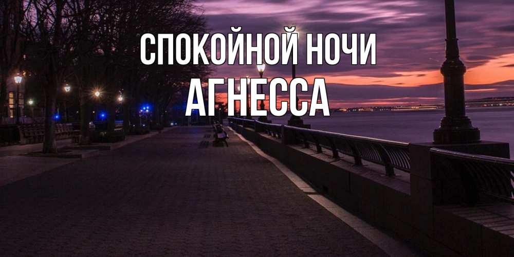 Открытка на каждый день с именем, Агнесса Спокойной ночи фонари на фоне реки Прикольная открытка с пожеланием онлайн скачать бесплатно 