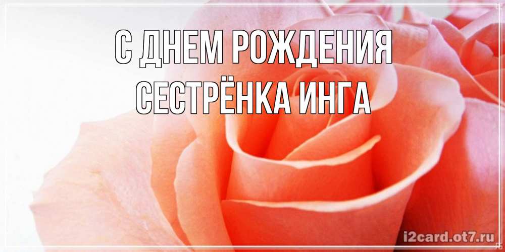Открытка на каждый день с именем, Сестрёнка-Инга С днем рождения розы для поздравления с днем рождения Прикольная открытка с пожеланием онлайн скачать бесплатно 
