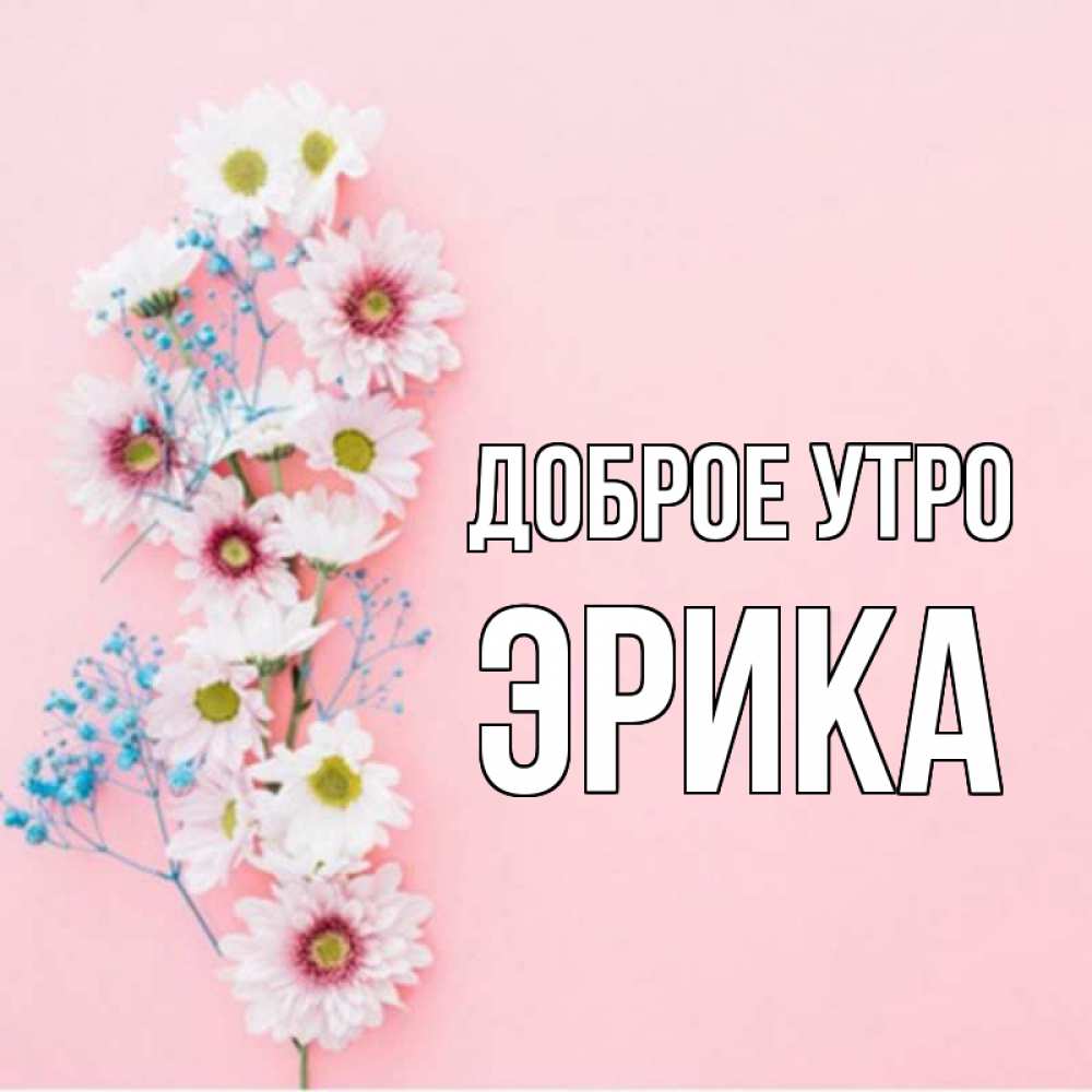 Открытка на каждый день с именем, Эрика Доброе утро цветы с подписью Прикольная открытка с пожеланием онлайн скачать бесплатно 