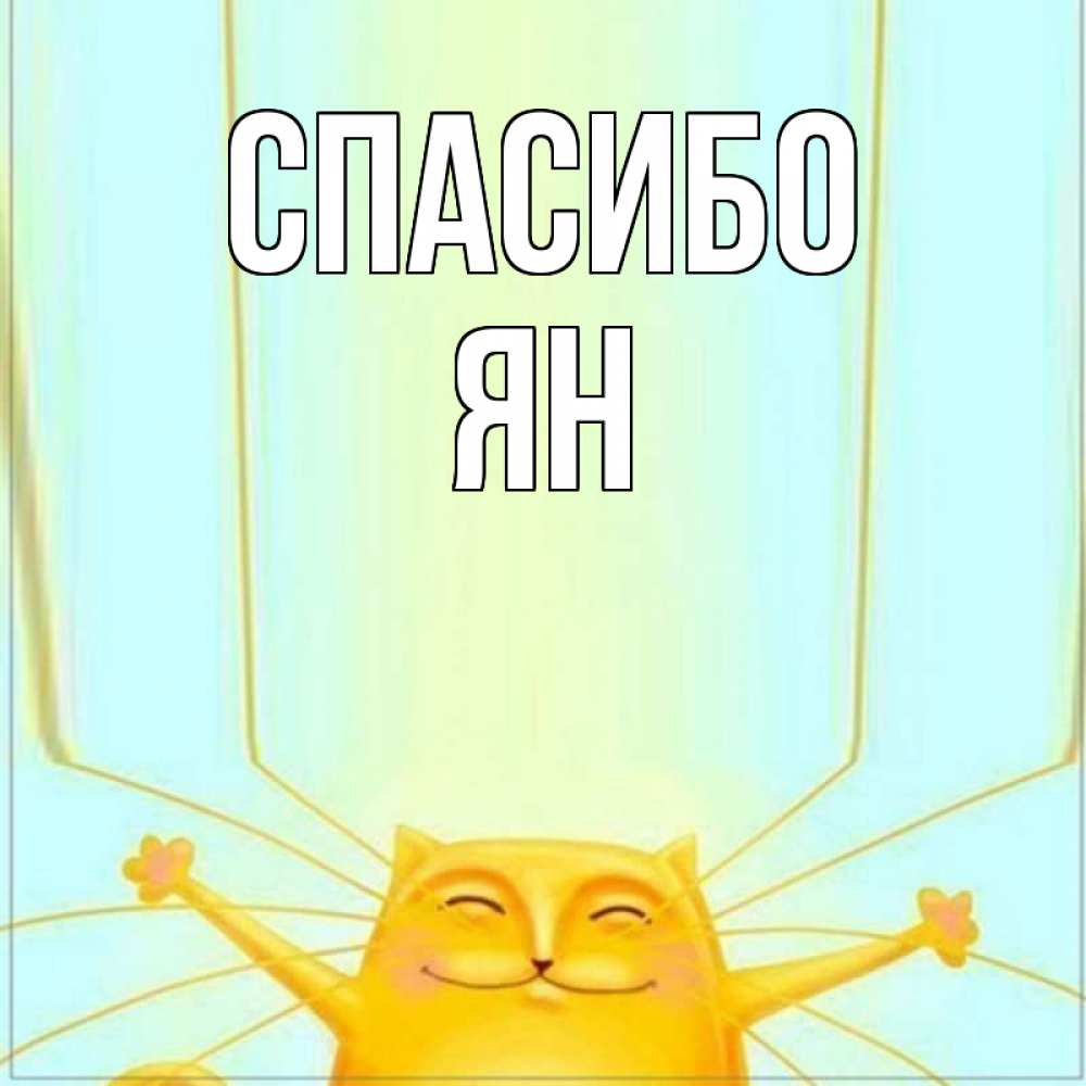 Открытка на каждый день с именем, Ян Спасибо кот с усами благодарит Прикольная открытка с пожеланием онлайн скачать бесплатно 