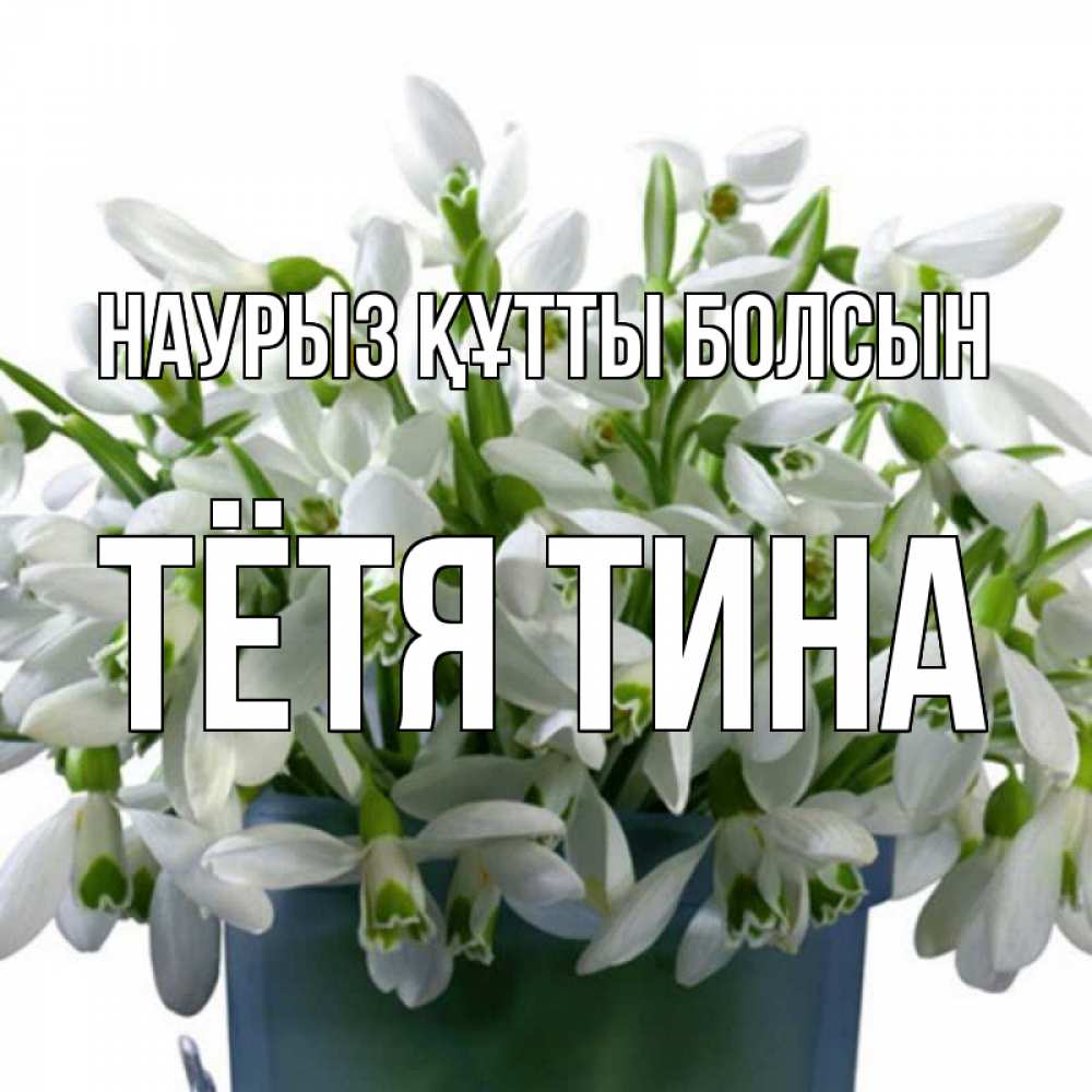 Открытка на каждый день с именем, Тётя-Тина Наурыз құтты болсын цветы к наурызу Прикольная открытка с пожеланием онлайн скачать бесплатно 