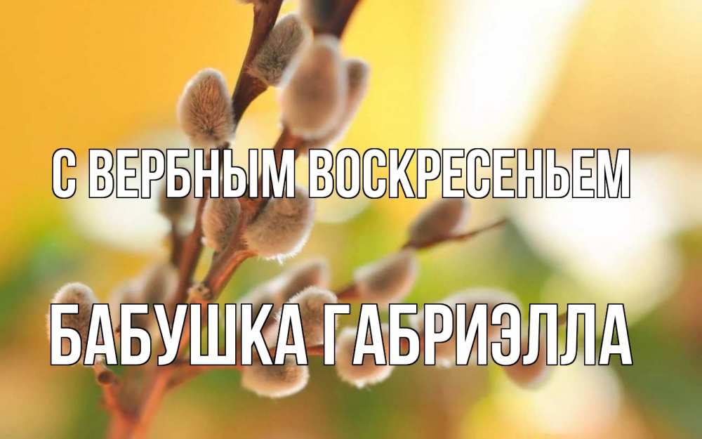 Открытка на каждый день с именем, Бабушка-Габриэлла С вербным воскресеньем верба Прикольная открытка с пожеланием онлайн скачать бесплатно 