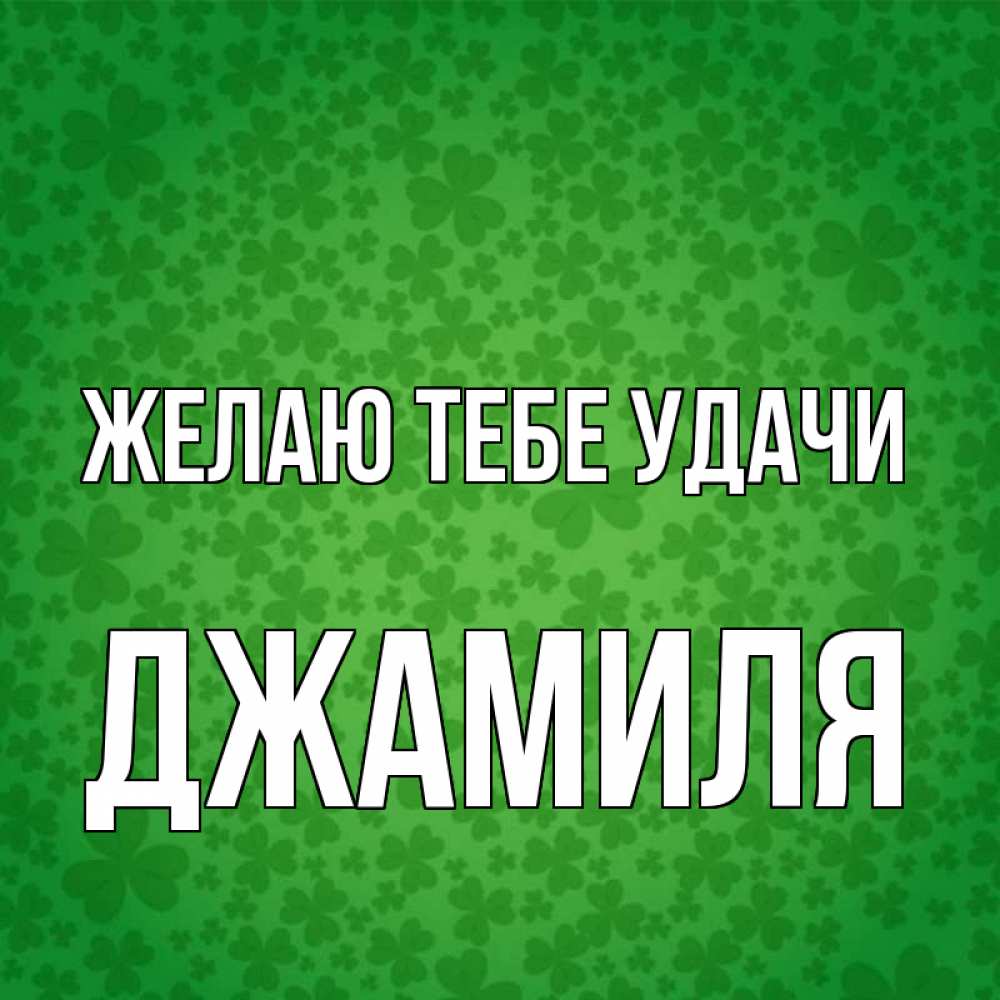 Открытка на каждый день с именем, Джамиля Желаю тебе удачи много листочков на удачу Прикольная открытка с пожеланием онлайн скачать бесплатно 