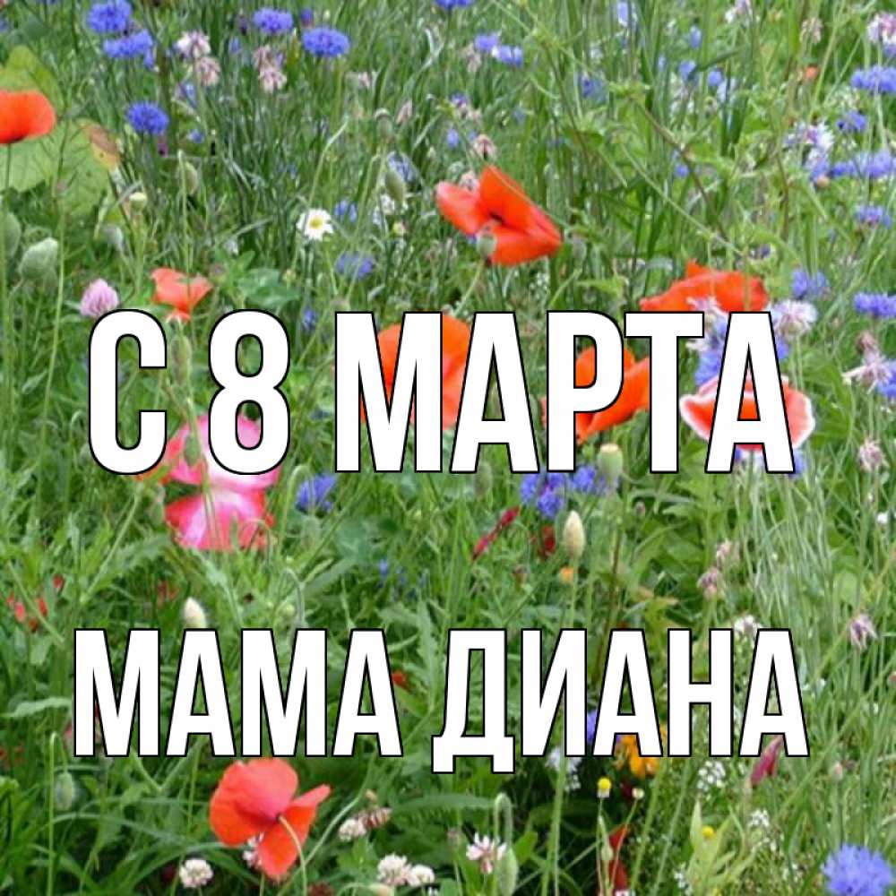 Открытка на каждый день с именем, Мама-Диана С 8 МАРТА международный женский день 4 Прикольная открытка с пожеланием онлайн скачать бесплатно 
