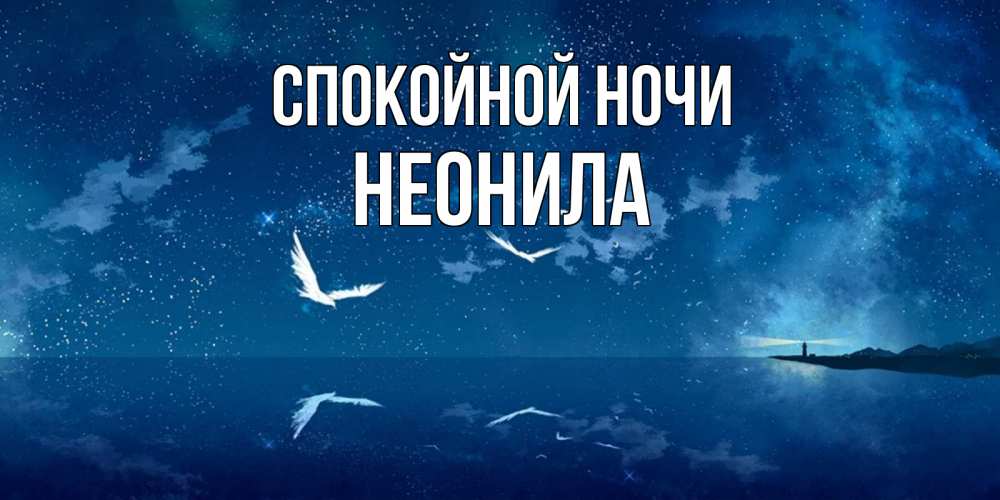Открытка на каждый день с именем, Неонила Спокойной ночи птицы летят на фоне ночного неба Прикольная открытка с пожеланием онлайн скачать бесплатно 