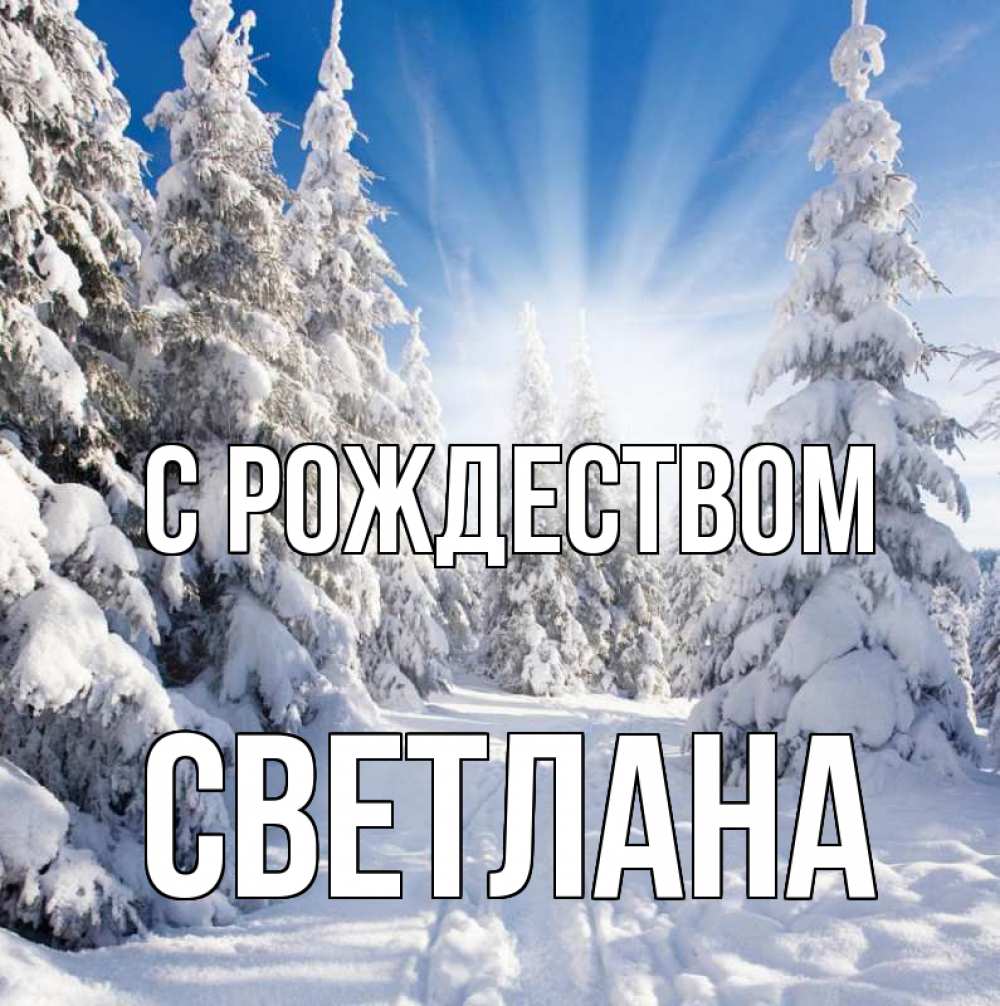 Открытка на каждый день с именем, Светлана С рождеством зима, лес Прикольная открытка с пожеланием онлайн скачать бесплатно 