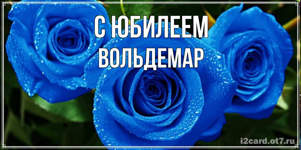 Открытка на каждый день с именем, Вольдемар С юбилеем розы с синим цветом Прикольная открытка с пожеланием онлайн скачать бесплатно 