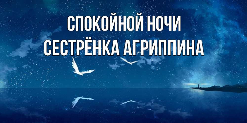 Открытка на каждый день с именем, Сестрёнка-Агриппина Спокойной ночи птицы летят на фоне ночного неба Прикольная открытка с пожеланием онлайн скачать бесплатно 