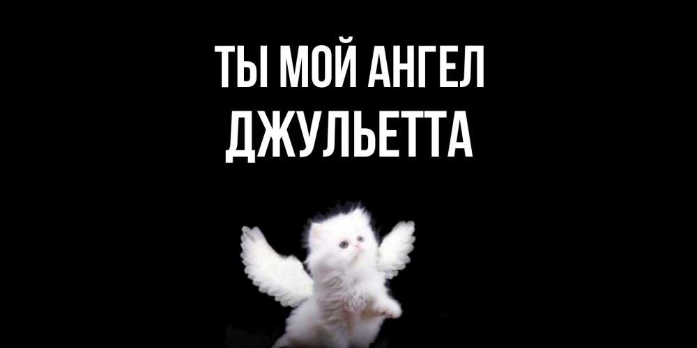 Открытка на каждый день с именем, Джульетта Ты мой ангел Кот ангел Прикольная открытка с пожеланием онлайн скачать бесплатно 