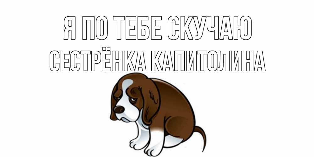 Открытка на каждый день с именем, Сестрёнка-Капитолина Я по тебе скучаю я по тебе скучаю с щенком Прикольная открытка с пожеланием онлайн скачать бесплатно 