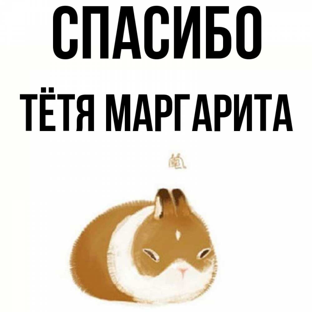 Открытка на каждый день с именем, Тётя-Маргарита Спасибо коричнево белый домашний питомец Прикольная открытка с пожеланием онлайн скачать бесплатно 