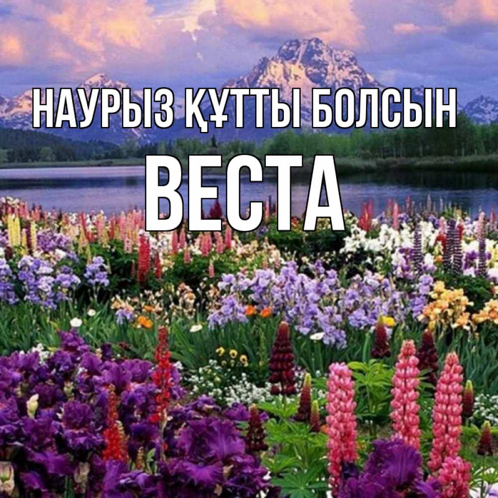 Открытка на каждый день с именем, Веста Наурыз құтты болсын наурыз Прикольная открытка с пожеланием онлайн скачать бесплатно 