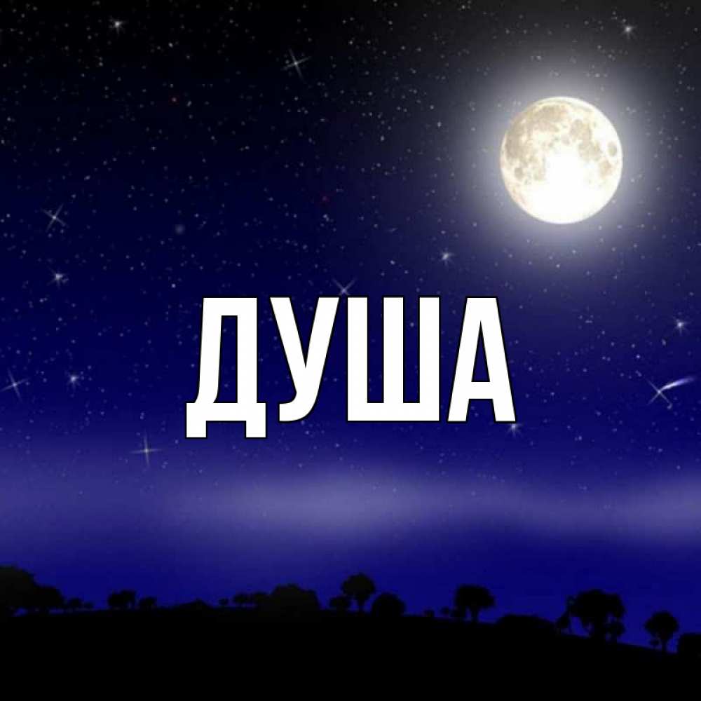 Открытка на каждый день с именем, Душа Главная ночное небо и лесная опушка при свете луны Прикольная открытка с пожеланием онлайн скачать бесплатно 