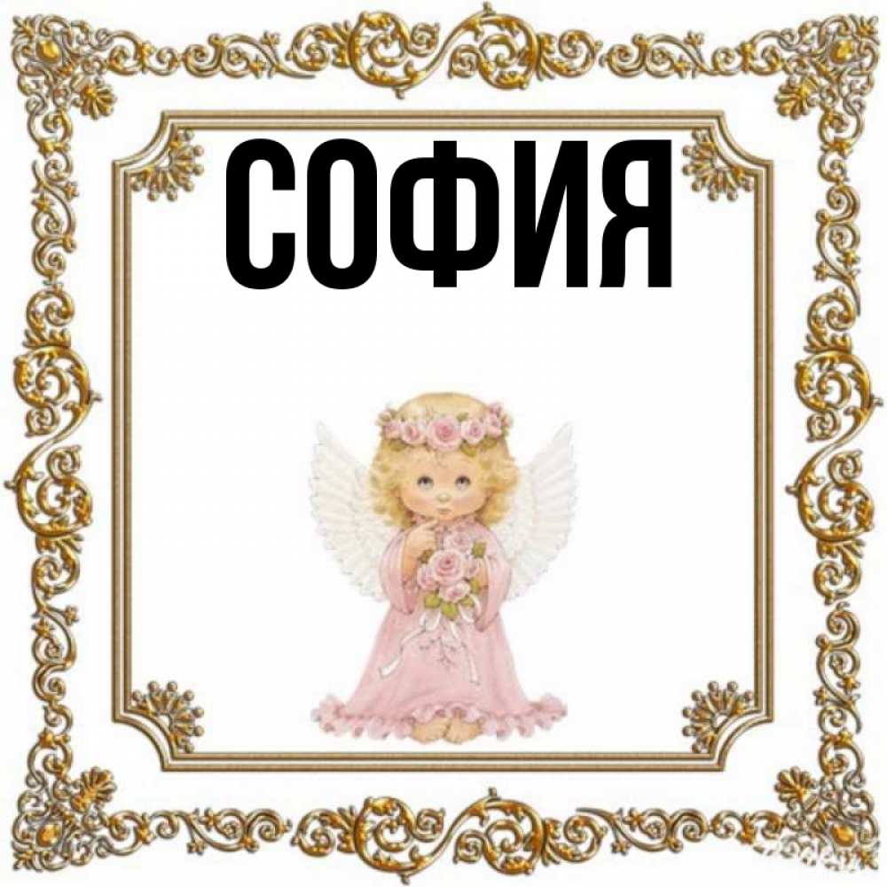 Открытка на каждый день с именем, София Главная девочка ангел с крыльями и цветами в розовом платье Прикольная открытка с пожеланием онлайн скачать бесплатно 
