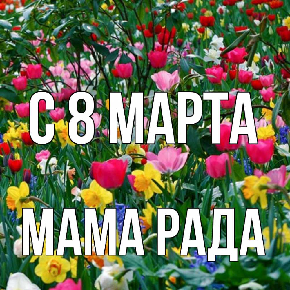 Открытка на каждый день с именем, Мама-Рада С 8 марта с международным женским днем поздравления для женщины Прикольная открытка с пожеланием онлайн скачать бесплатно 