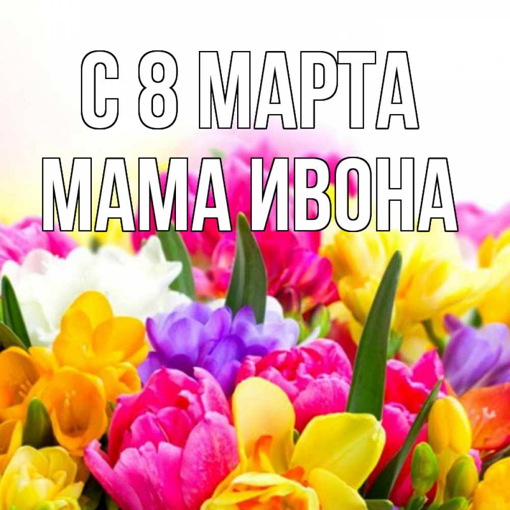 Открытка на каждый день с именем, Мама-Ивона С 8 МАРТА тюльпаны Прикольная открытка с пожеланием онлайн скачать бесплатно 