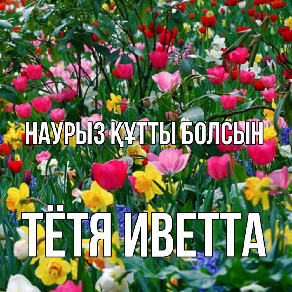 Открытка на каждый день с именем, Тётя-Иветта Наурыз құтты болсын с наурызом поздравления для женщины Прикольная открытка с пожеланием онлайн скачать бесплатно 