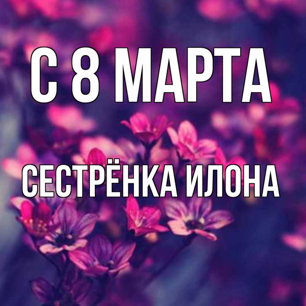 Открытка на каждый день с именем, Сестрёнка-Илона С 8 МАРТА небольшие цветы 1 Прикольная открытка с пожеланием онлайн скачать бесплатно 