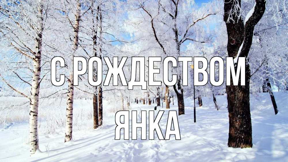 Открытка на каждый день с именем, Янка С рождеством зимний лес Прикольная открытка с пожеланием онлайн скачать бесплатно 