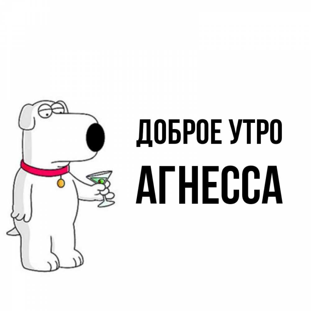 Открытка на каждый день с именем, Агнесса Доброе утро герои мультфильмов белый пес Прикольная открытка с пожеланием онлайн скачать бесплатно 