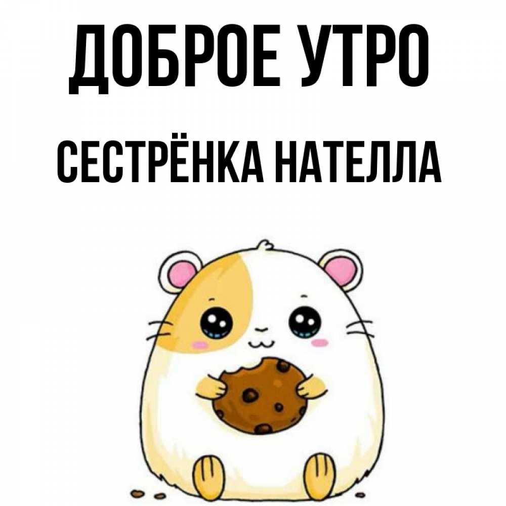 Открытка на каждый день с именем, Сестрёнка-Нателла Доброе утро есть печеньку. Утречко Прикольная открытка с пожеланием онлайн скачать бесплатно 