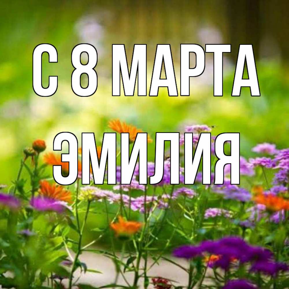 Открытка на каждый день с именем, Эмилия С 8 МАРТА цветы Прикольная открытка с пожеланием онлайн скачать бесплатно 